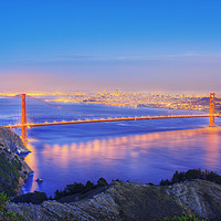 Buy canvas prints of Dusk over the golden gate bridge San Francisco  by conceptual images