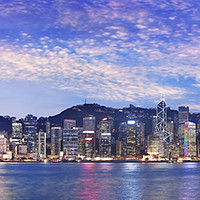Buy canvas prints of Panoramic image of Hong Kong at dusk by conceptual images