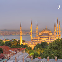 Buy canvas prints of The Blue Mosque at dusk, Istanbul. Turkey by conceptual images