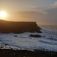 Buy canvas prints of Sunset over Giant's Causeway by Judy Puddifoot