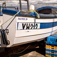 Buy canvas prints of Fishing boat on Cromer beach by Chris Yaxley