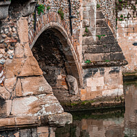 Buy canvas prints of A close up of Bishops Bridge in the city of Norwich by Chris Yaxley