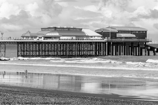 Cromer beach and pier in black and white Picture Board by Chris Yaxley