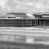 Buy canvas prints of Cromer beach and pier in black and white by Chris Yaxley