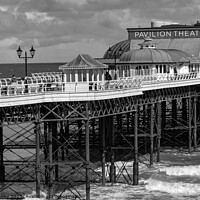 Buy canvas prints of The Pavilion Theater in the seaside town of Cromer in black and white by Chris Yaxley