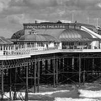 Buy canvas prints of The Pavilion Theater in the seaside town of Cromer in black and white by Chris Yaxley