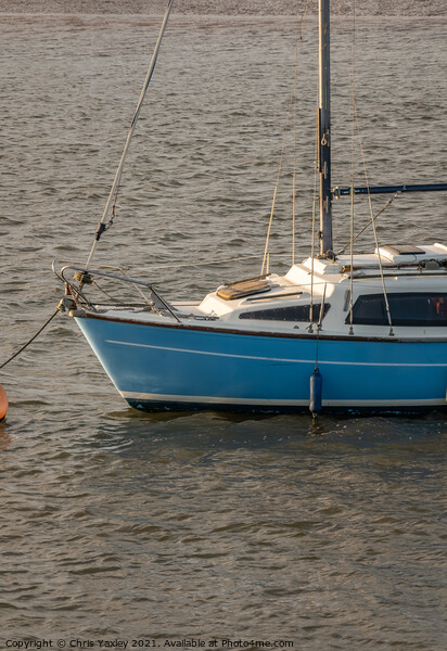 Front end of sailing boat moored in Wells estuary Picture Board by Chris Yaxley