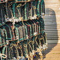 Buy canvas prints of Crab pots and lobster traps on Well-Next-The-Sea quay by Chris Yaxley
