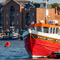Buy canvas prints of Whitby Crest fishing boat moored up in Wells-Next-The-Sea, Norfolk by Chris Yaxley