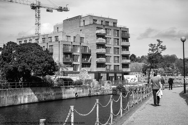 Flats under construction on the bank of the River Wensum, Norwich Picture Board by Chris Yaxley