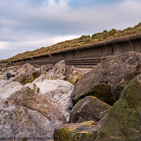 Buy canvas prints of Norfolk coast erosion control on Cart Gap beach, Norfolk by Chris Yaxley