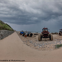 Buy canvas prints of 360 Panorama of tractors on Cromer beach, Norfolk by Chris Yaxley