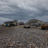Buy canvas prints of 360 degree panorama of fishing boat on Cromer beach by Chris Yaxley