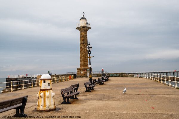 West Pier Lighthouse, Whitby Harbour Picture Board by Chris Yaxley