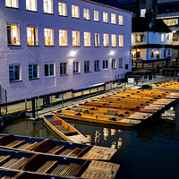 Buy canvas prints of Punts on the River Cam, Cambridge at night by Chris Yaxley