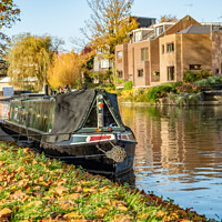 Buy canvas prints of River Cam houseboat in Jesus Green, Cambridge by Chris Yaxley
