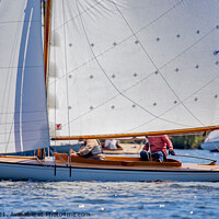 Buy canvas prints of Close up of wooden sailing boat on Wroxham Broad, Norfolk by Chris Yaxley