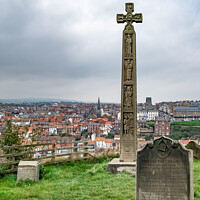 Buy canvas prints of Caedmon Cross in Whitby, North Yorkshire by Chris Yaxley
