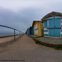 Buy canvas prints of  360 panorama of traditional beach huts on Cromer promenade, North Norfolk coast by Chris Yaxley