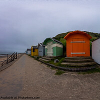 Buy canvas prints of 360 panorama of traditional beach huts on Cromer promenade, North Norfolk coast by Chris Yaxley