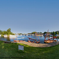 Buy canvas prints of 360 panorama of sail boats moored on the River Ant, Norfolk Broads by Chris Yaxley