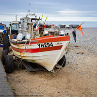 Buy canvas prints of Fishing boat on Cromer Beach, North Norfolk Coast by Chris Yaxley