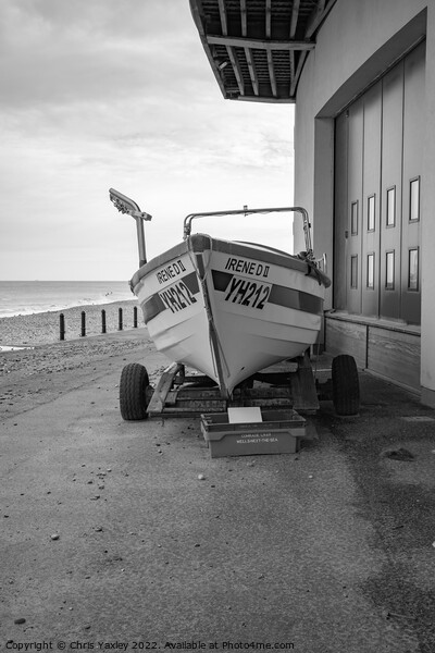 Fishing boat in Cromer, Norfolk coast Picture Board by Chris Yaxley