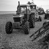 Buy canvas prints of Crab fishing in Cromer in black and white by Chris Yaxley