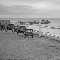 Buy canvas prints of Benches on Cromer clifftop  by Chris Yaxley