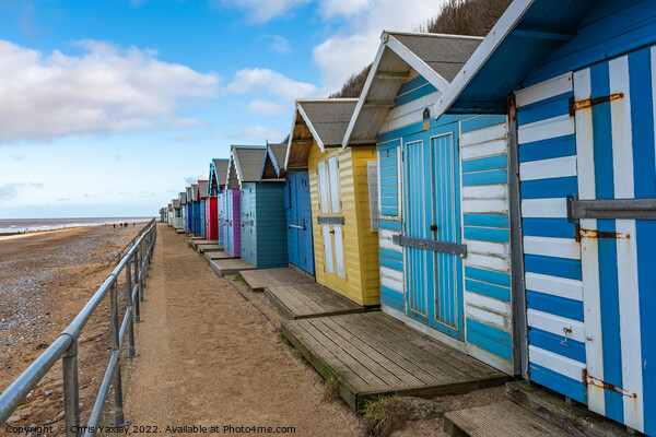 Beach huts on Cromer Beach, North Norfolk Coast Picture Board by Chris Yaxley