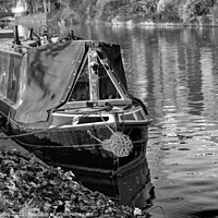 Buy canvas prints of Traditional narrow boat moored on the River Cam in Jesus Green, Cambridge by Chris Yaxley