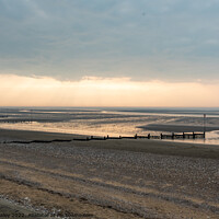 Buy canvas prints of Sunset at Hunstanton beach, North Norfolk Coast by Chris Yaxley