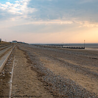 Buy canvas prints of Sunset at Heacham beach on the North Norfolk Coast by Chris Yaxley