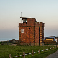 Buy canvas prints of lifeguard lookout tower on Hunstanton clifftop, North Norfolk coast  by Chris Yaxley