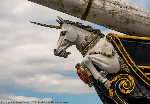 Close up of the figurehead of the HMS Unicorn, an old war ship now restored and converted to a museum, located in Dundee docks Picture Board by Chris Yaxley