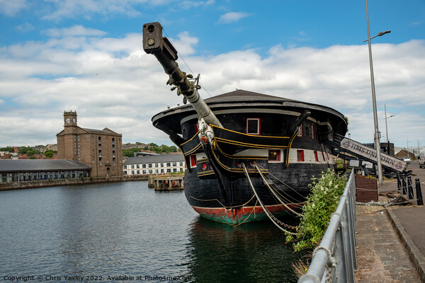 The front end of HMS Unicorn, an old war ship now restored and converted to a museum, located in Dundee docks Picture Board by Chris Yaxley