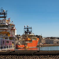 Buy canvas prints of Large industrial boat in Aberdeen dockland area by Chris Yaxley