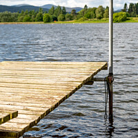 Buy canvas prints of Wooden staging on Aboyne Loch, Aberdeenshire by Chris Yaxley