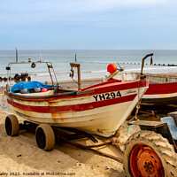 Buy canvas prints of Crab fishing boats on Cromer beach by Chris Yaxley