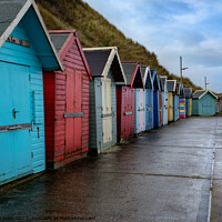 Buy canvas prints of Seaside beach huts, North Norfolk coast by Chris Yaxley