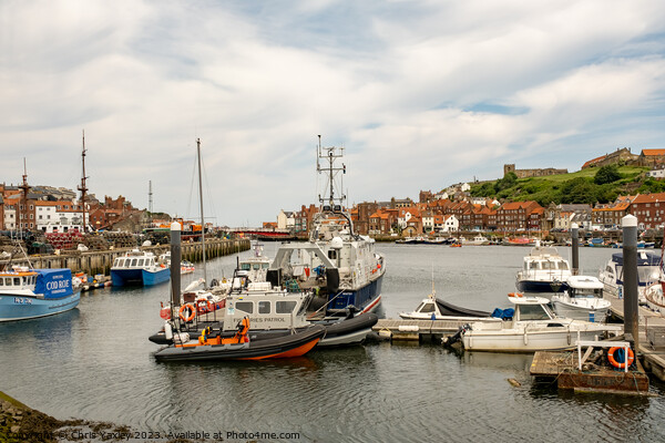 Boats moored up in Whitby marina Picture Board by Chris Yaxley