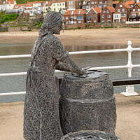Buy canvas prints of Herring Girl statue, Whitby by Chris Yaxley