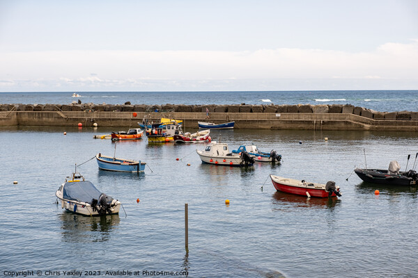 Fishing boats in Staithes Harbour Picture Board by Chris Yaxley