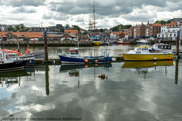 Fishing boats in Whitby marina Picture Board by Chris Yaxley