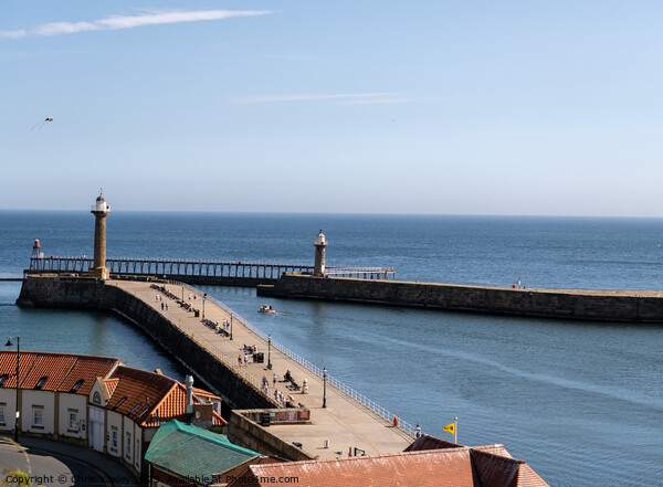 Whitby East and West Piers Picture Board by Chris Yaxley