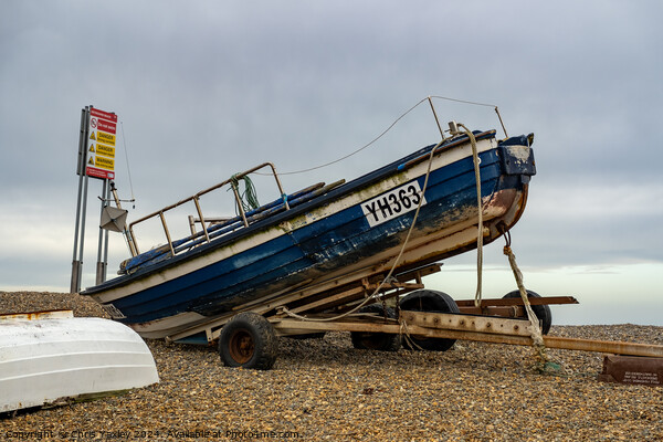 Fishing boat on Weybourne beach, North Norfolk Picture Board by Chris Yaxley