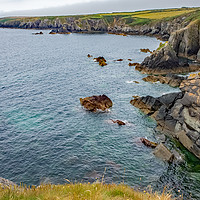 Buy canvas prints of Looking down over St Non's Bay, Pembrokeshire by Chris Yaxley
