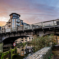 Buy canvas prints of Carrow Road Bridge at dusk, Norwich by Chris Yaxley