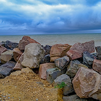 Buy canvas prints of Stormy afternoon on Happisburgh beach, Norfolk by Chris Yaxley