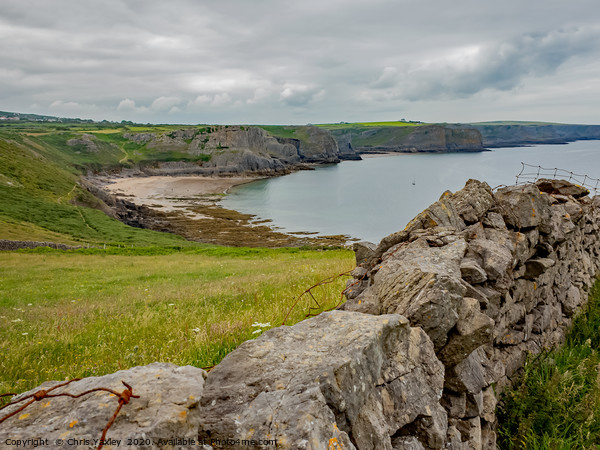 A view over Fall Bay from the Gower Coastal Path Picture Board by Chris Yaxley